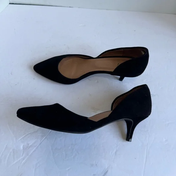 Black suede shoes are J.Jill Marlowe d'Orsay kitten heels.  Size 8 - Picture 8 of 12